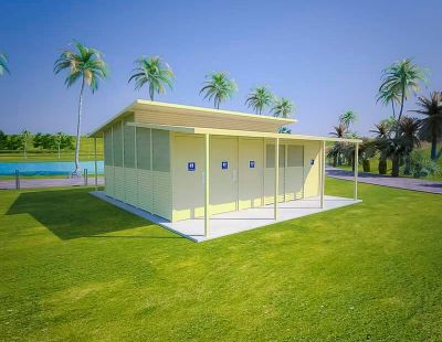 Noosa Multi Amenity Toilet Building with Cove and Wallaby colour scheme